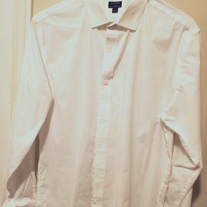 J. Crew Men's White Dress Shirt, Size L, Flex wrinkle Free Slim